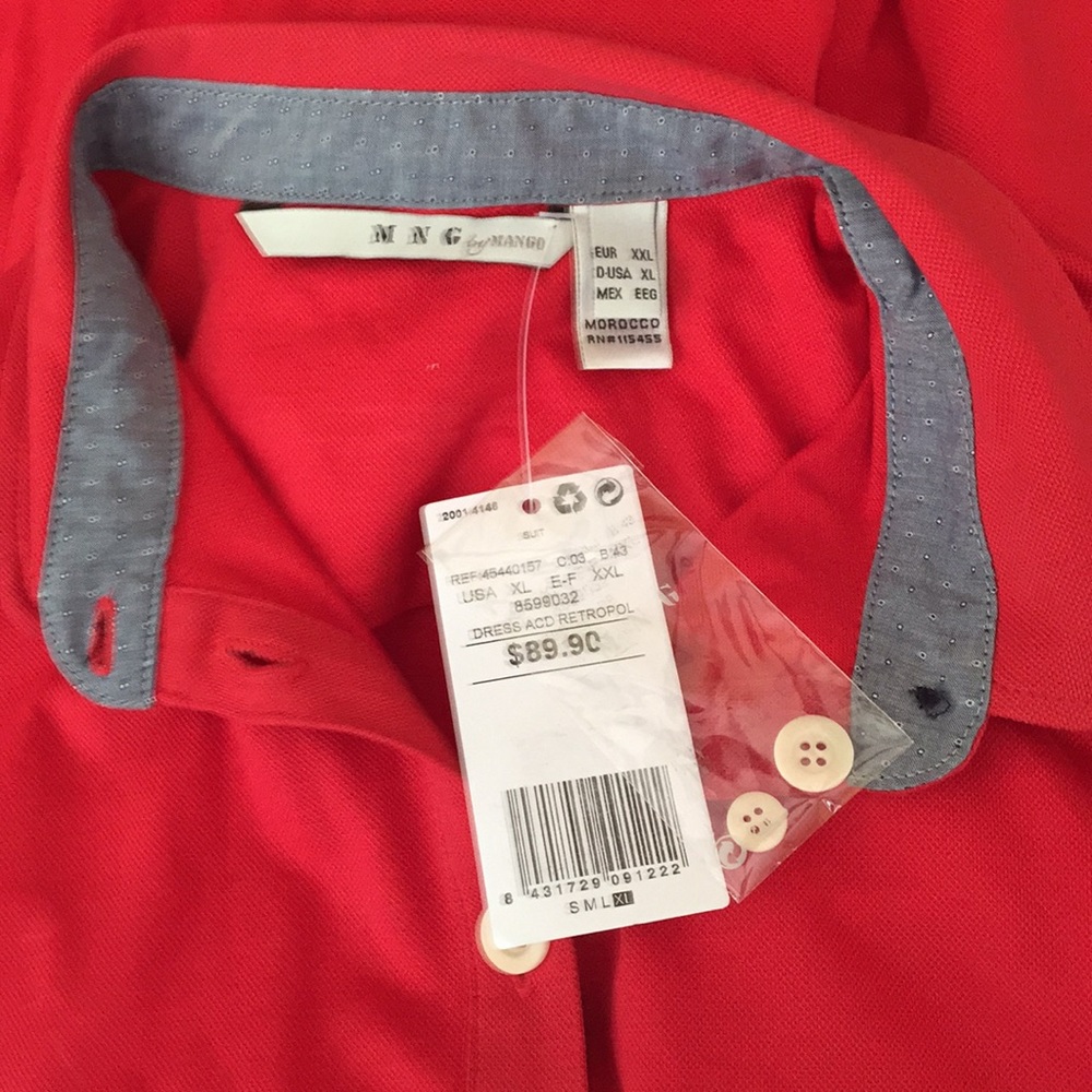 NWT MNG by Mango Red Polo Dress, Pockets ❤️ XXL - Picture 6 of 7